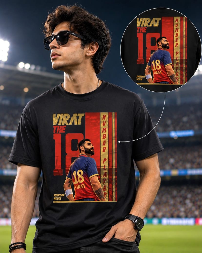 'Virat The 18 Number Player’ Luxury Oversized Unisex T-Shirt | 100% Cotton With Heavy Luxurious Feel